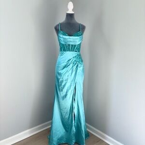Elegant Teal Evening Gown NWOT